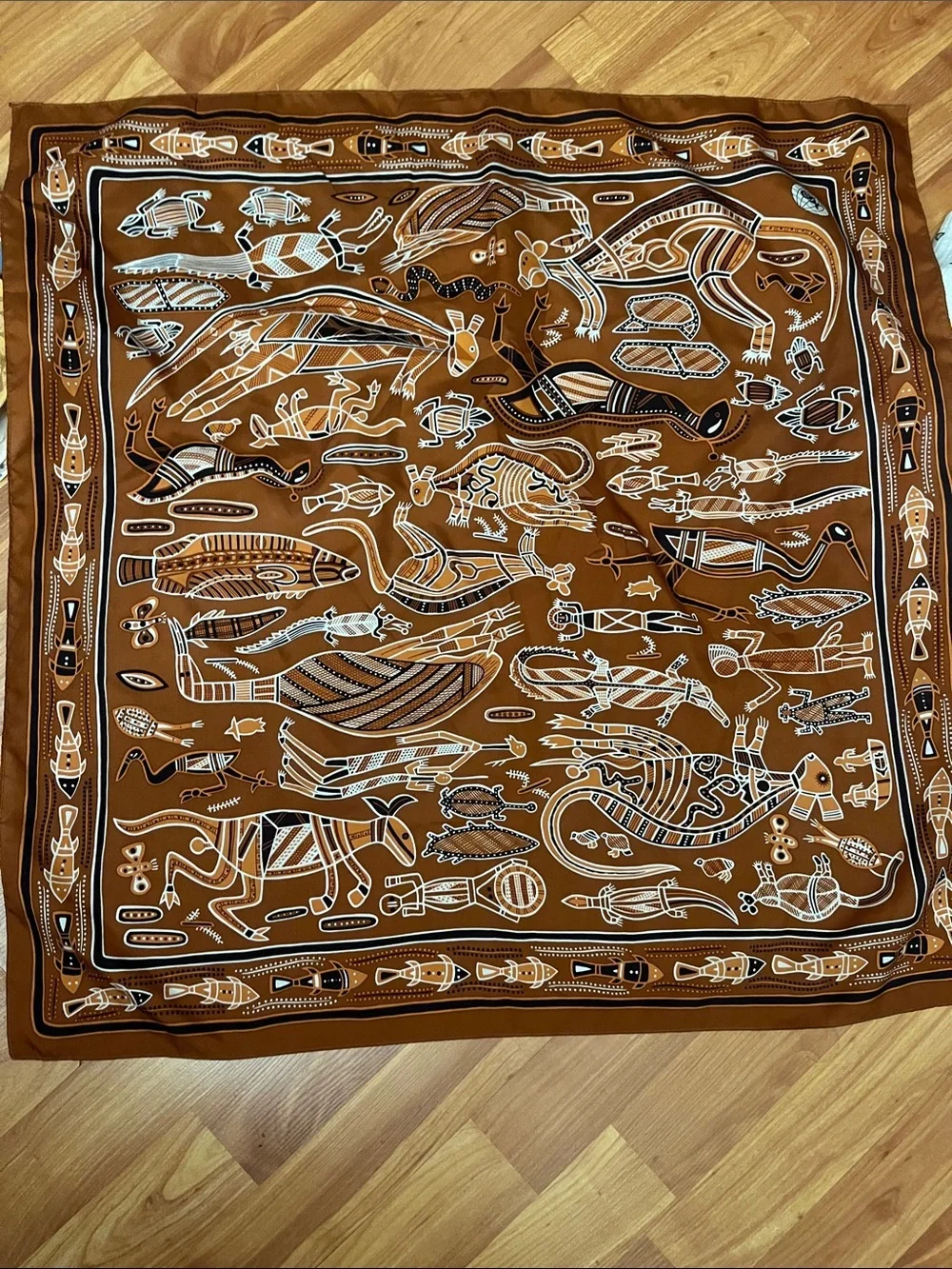 Australian Aboriginal Art Scarf Brown